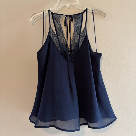fab'rik Tops - fab'rik Navy Lace V-Neck Cami